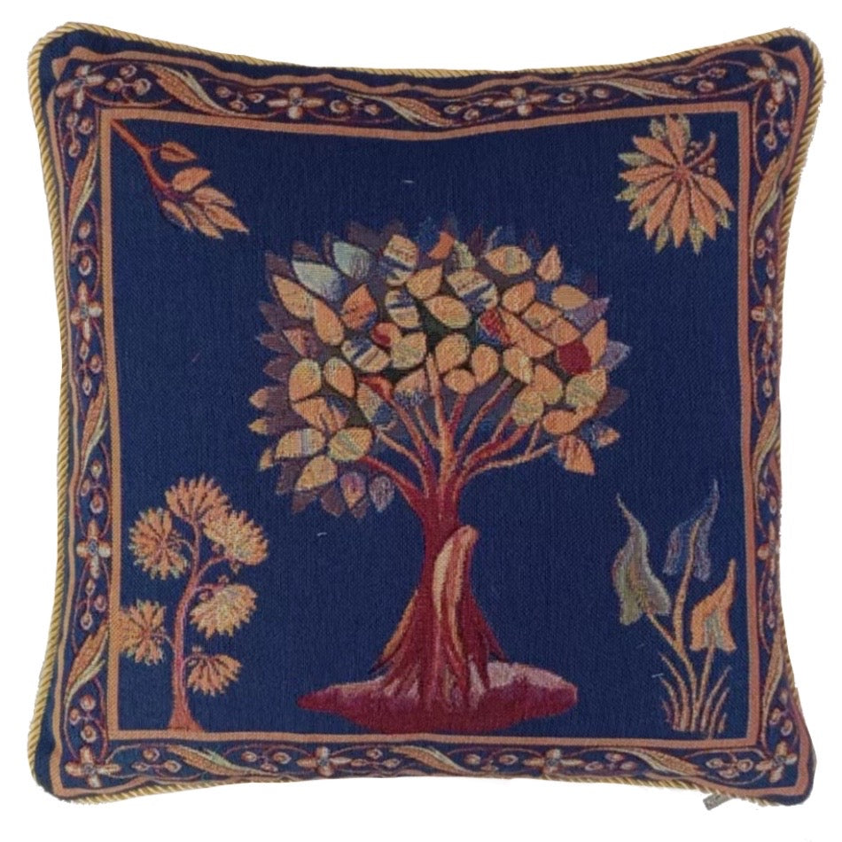 Cushion Cover Art Apocalypse Tapestry Tree of Life Blue 18 x 18 inch