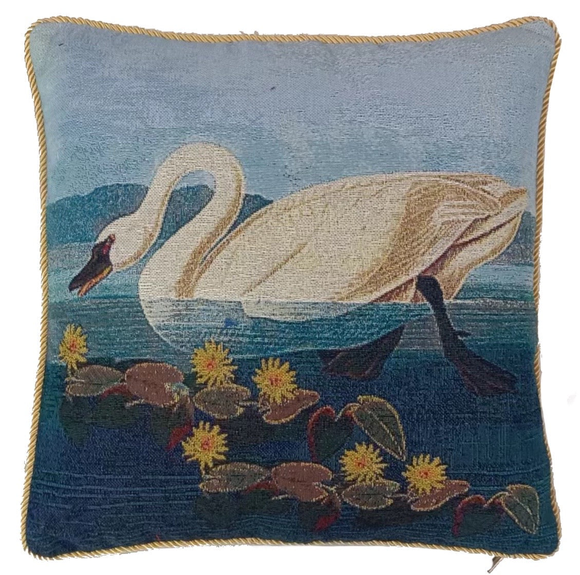 Cushion Cover Art John Audubon - American Swan 18 x 18 inch