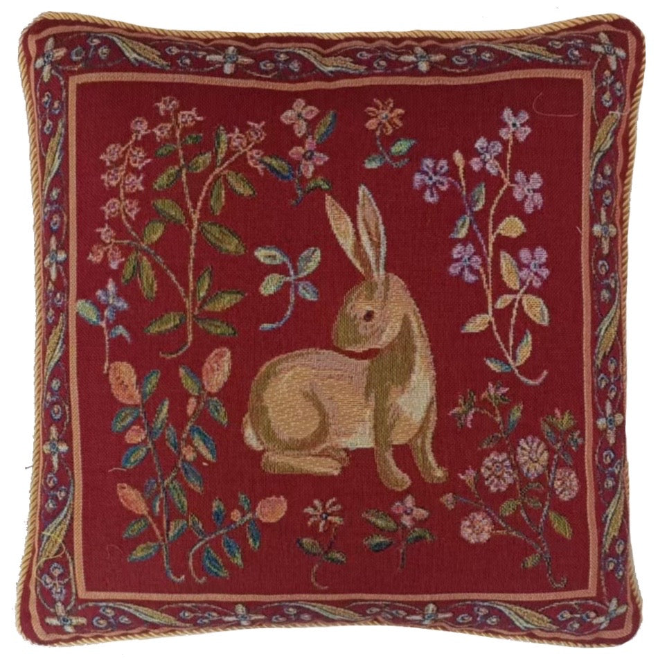 Cushion Cover Art Rabbit Dark Red Pillowcase 18 x 18 inch