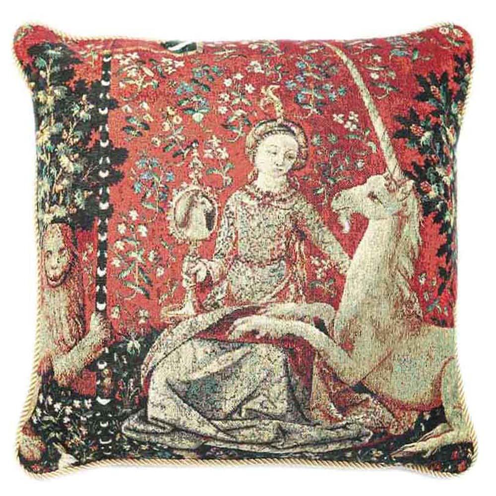 CCOV-ART-LU-SI | LADY AND UNICORN SENSE OF SIGHT Pillowcase/CUSHION COVER | DECORATIVE DESIGN FASHION HOME PILLOW 18X18 INCH - www.signareusa.com