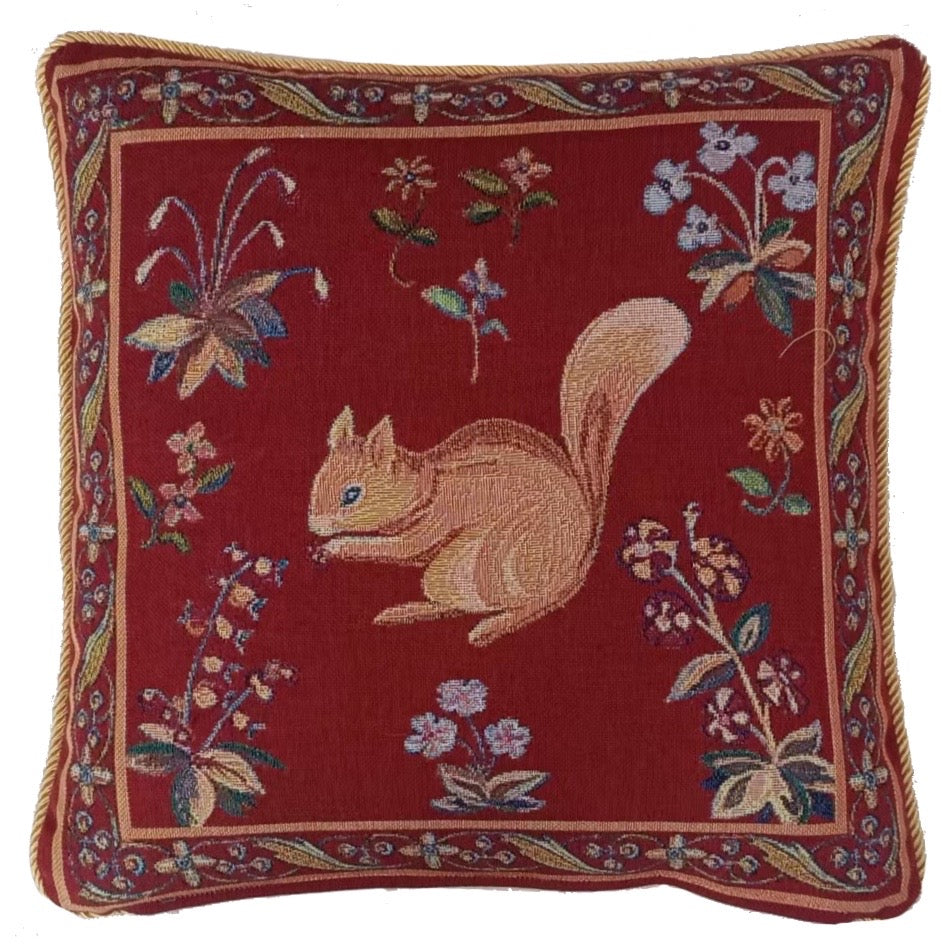 Cushion Cover Art Squirrel Dark Red Pillowcase 18 x 18 inch