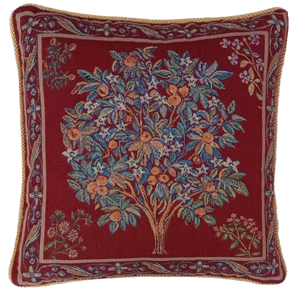 Cushion Cover Tree of Life Dark Red Pillowcase 18 x 18 inch