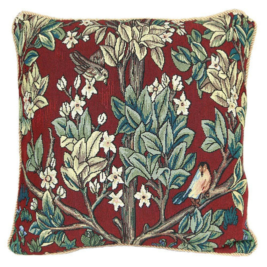 CCOV-ART-MORRIS-3 | WILLIAM MORRIS TREE OF LIFE RED Pillowcase/CUSHION COVER | DECORATIVE DESIGN FASHION HOME PILLOW 18X18 INCH - www.signareusa.com