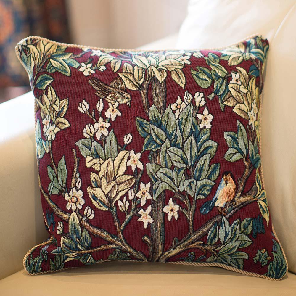 CCOV-ART-MORRIS-3 | WILLIAM MORRIS TREE OF LIFE RED Pillowcase/CUSHION COVER | DECORATIVE DESIGN FASHION HOME PILLOW 18X18 INCH - www.signareusa.com