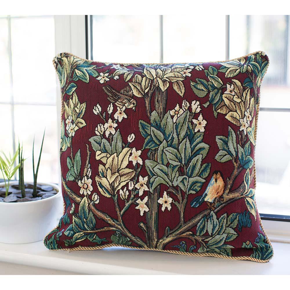 CCOV-ART-MORRIS-3 | WILLIAM MORRIS TREE OF LIFE RED Pillowcase/CUSHION COVER | DECORATIVE DESIGN FASHION HOME PILLOW 18X18 INCH - www.signareusa.com