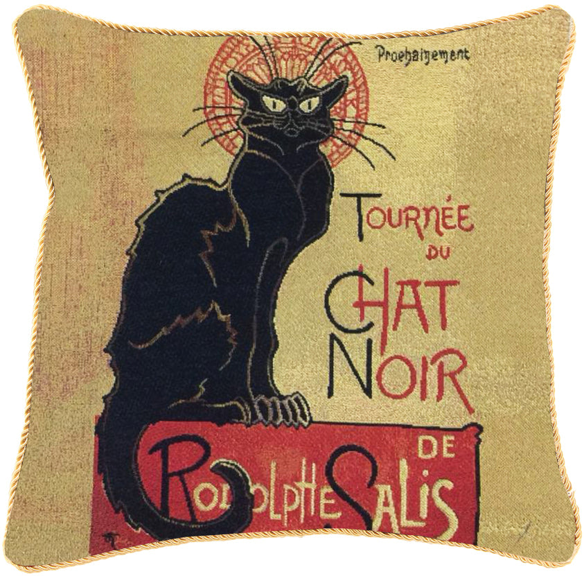 CCOV-ART-TS-CHAT | STEINLEN TOURNEE DU CHAT NOIR PILLOWCASE/CUSHION COVER | DECORATIVE DESIGN FASHION HOME PILLOW 18X18 INCH - www.signareusa.com