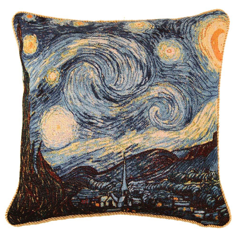 CCOV-ART-VANGOGH-1 | VAN GOGH STARRY NIGHT PILLOWCASE/CUSHION COVER | DECORATIVE DESIGN FASHION HOME PILLOW 18X18 INCH - www.signareusa.com