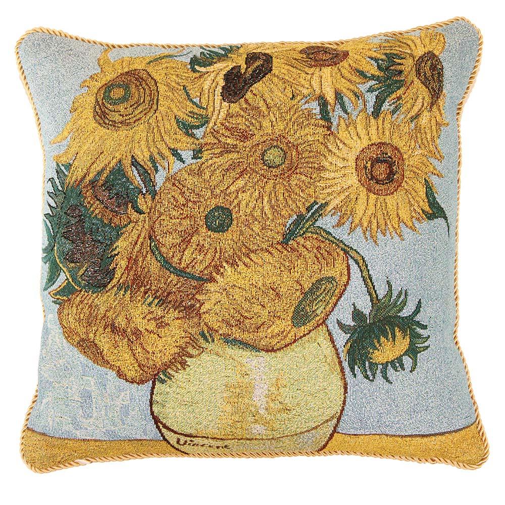 CCOV-ART-VANGOGH-3 | VAN GOGH SUNFLOWERS PILLOWCASE/CUSHION COVER | DECORATIVE DESIGN FASHION HOME PILLOW 18X18 INCH - www.signareusa.com