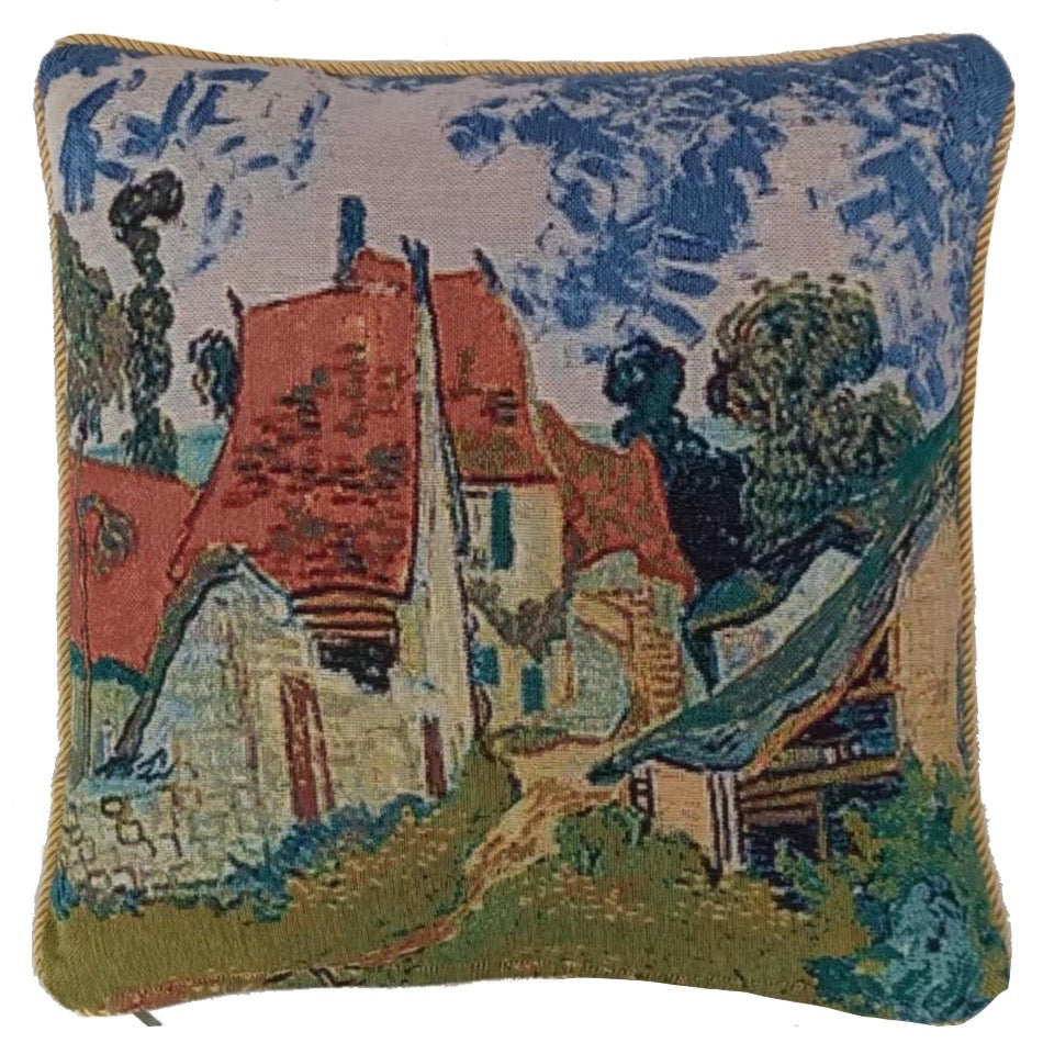 Van Gogh Street at Auvers Art Pillowcase/ Cushion cover 18 x 18 inch