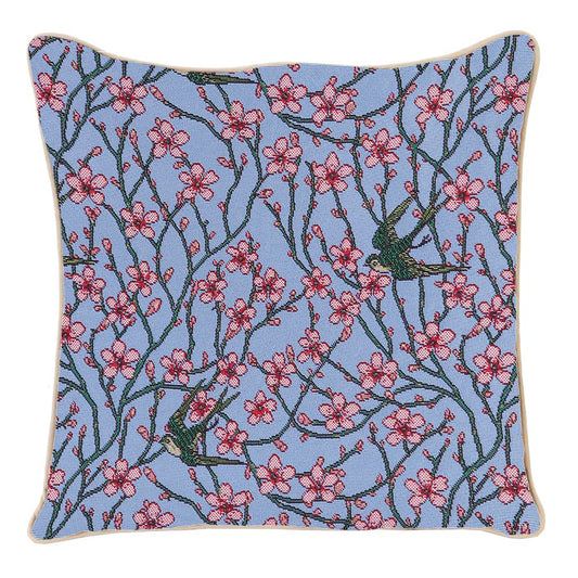 CCOV-BLOS | ALMOND BLOSSOM AND SWALLOW PILLOWCASE/CUSHION COVER 18X18 INCH - www.signareusa.com