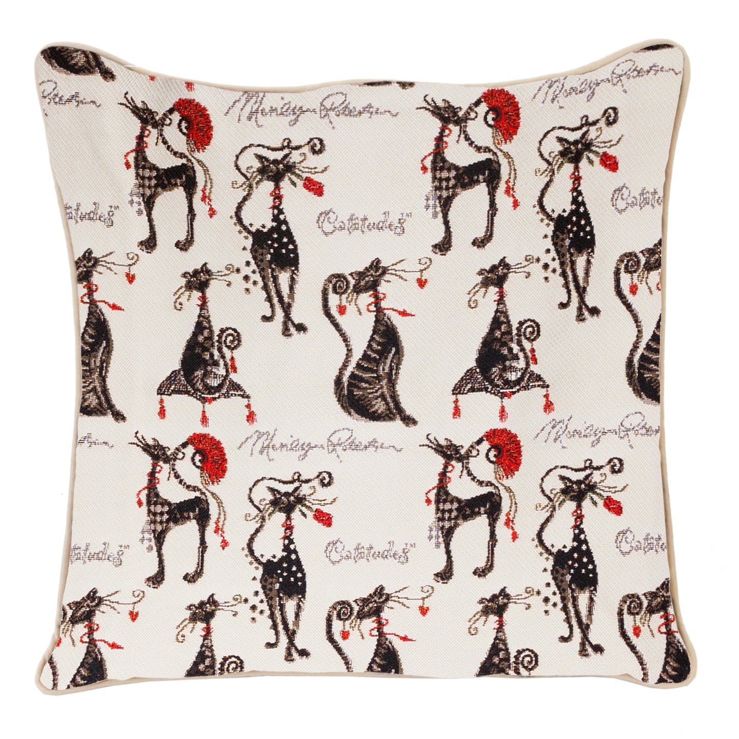 CCOV-CUDE | MARILYN ROBERTSON CATITUDES PILLOWCASE/CUSHION COVER | DECORATIVE DESIGN FASHION HOME PILLOW 18X18 INCH - www.signareusa.com