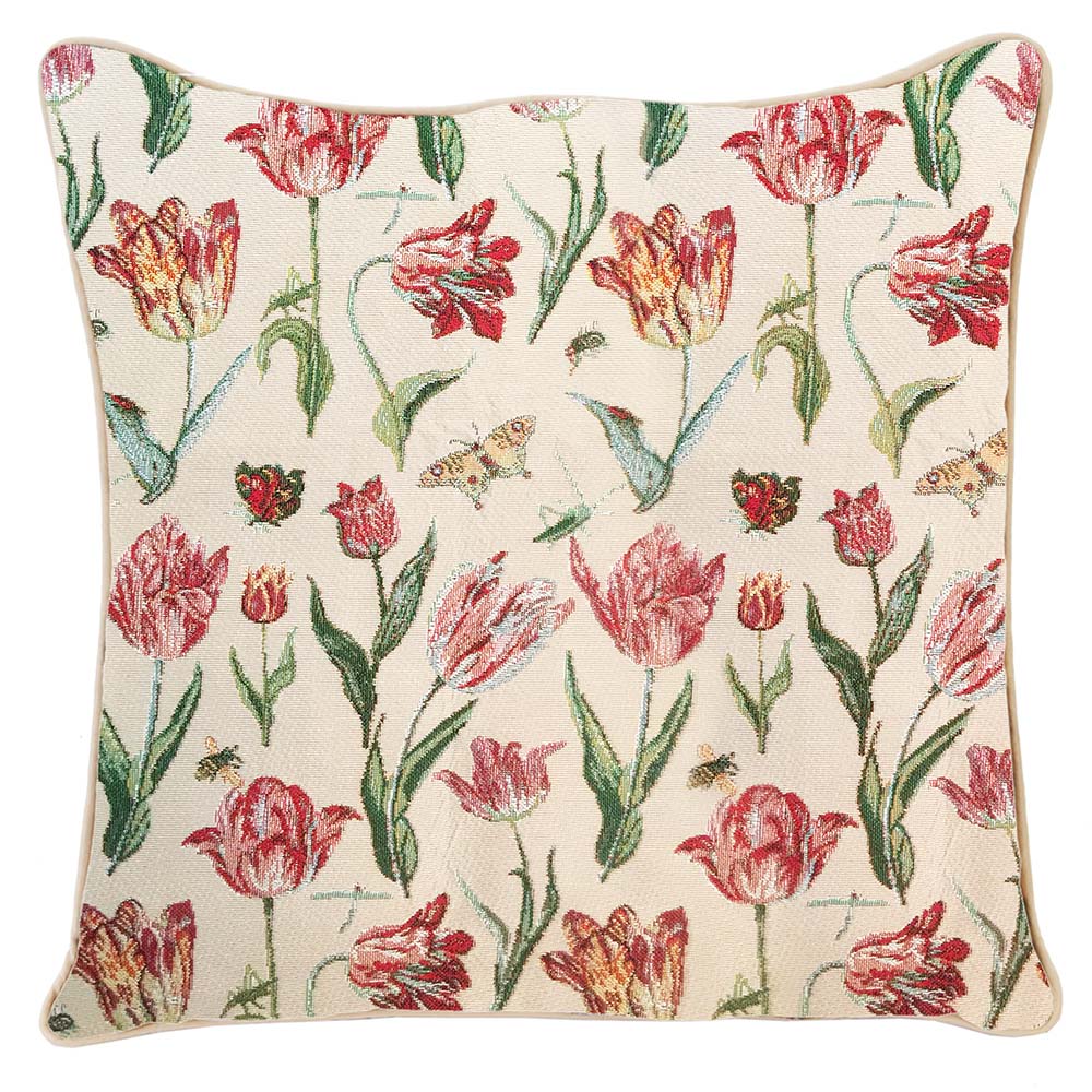 CCOV-JMTWT | JACOB MARREL'S TULIP WHITE PILLOWCASE/CUSHION COVER | 18X18 INCH PILLOWCASE - www.signareusa.com