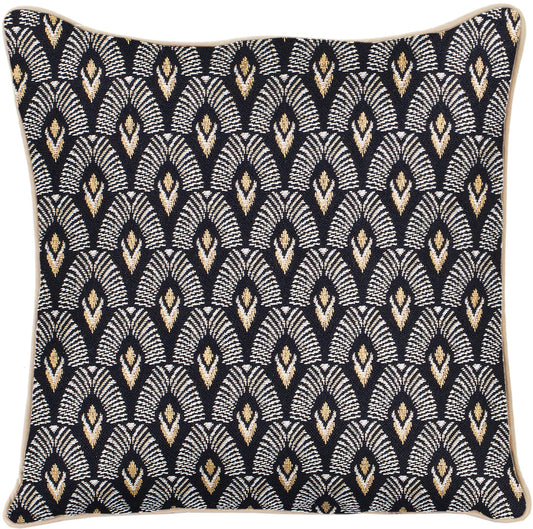 Luxor Art Deco Black and White Pillowcase/Cushion Cover 18 x 18 Inch