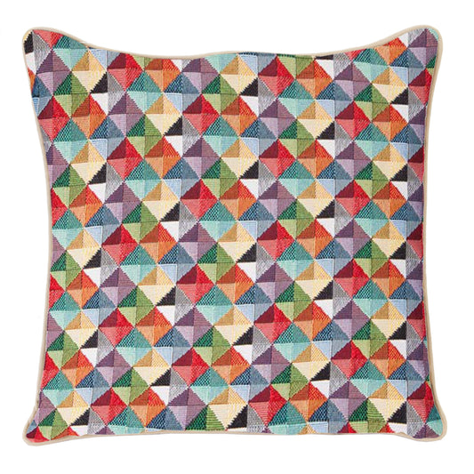 CCOV-MTRI | MULTICOLOR TRIANGLE PILLOWCASE/CUSHION COVER | DECORATIVE DESIGN FASHION HOME PILLOW 18X18 INCH - www.signareusa.com