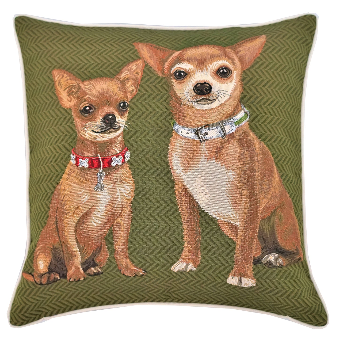 Chihuahua Olive Panelled Pillowcase/Cushion Cover 18x18 Inch