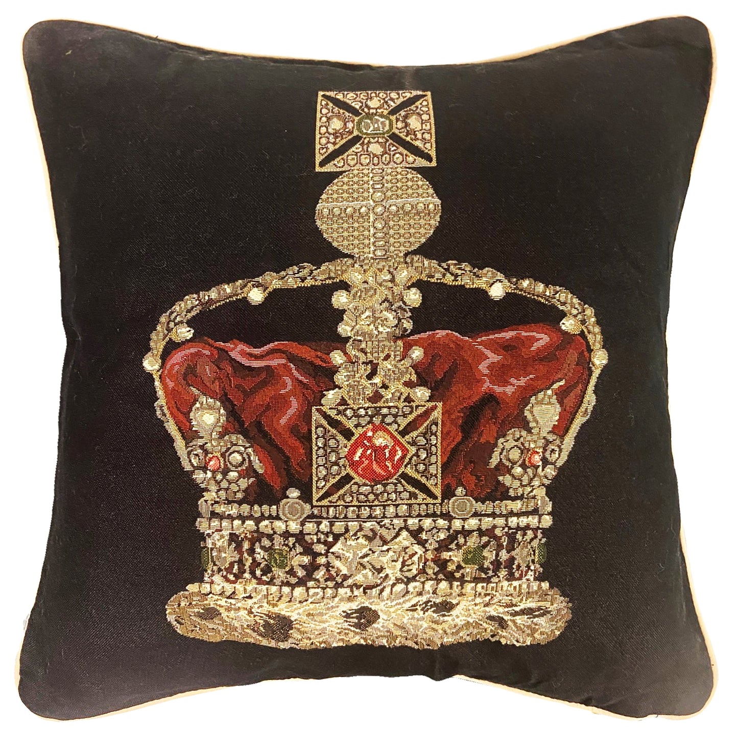 Crown Black Panelled Pillowcase/Cushion Cover 18x18 Inch