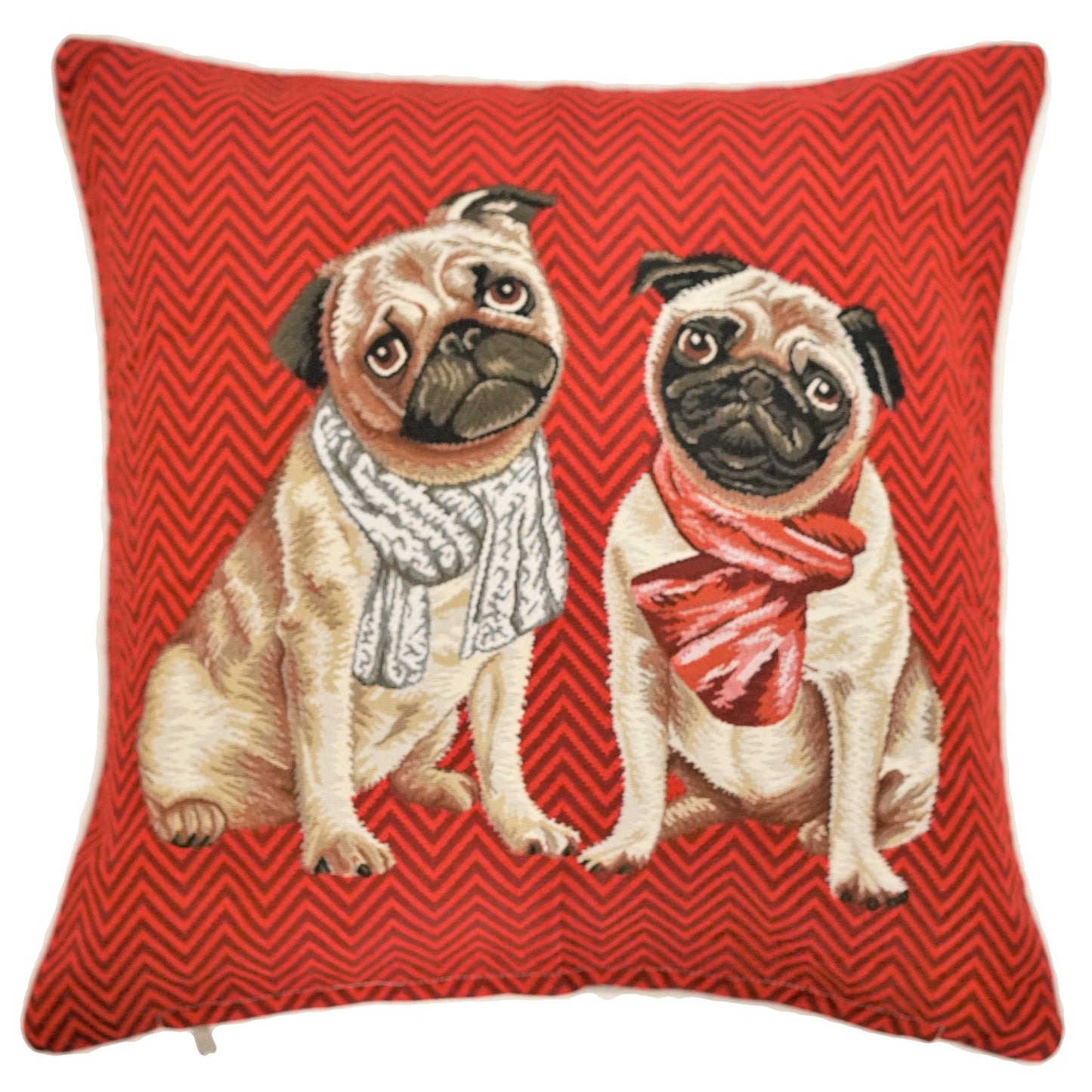 Panel Pug Red Pillowcase/Cushion Cover 18x18 Inch