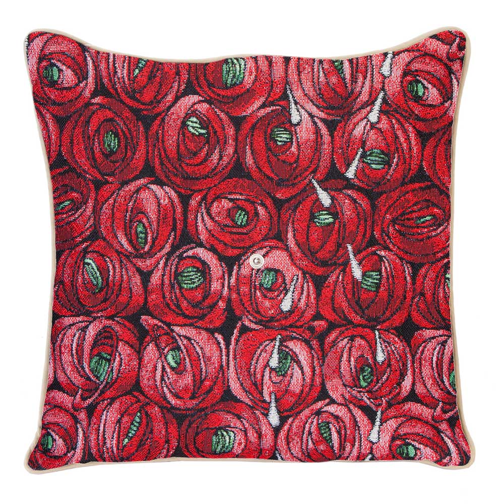 CCOV-RMTD | RENNIE MACKINTOSH ROSE AND TEAR DROP PILLOWCASE/CUSHION COVER | DECORATIVE DESIGN FASHION HOME PILLOW 18X18 INCH - www.signareusa.com