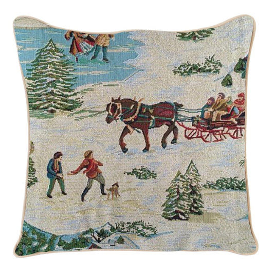 Xmas Sleigh Pillowcase Cushion Cover 18x18 Inch