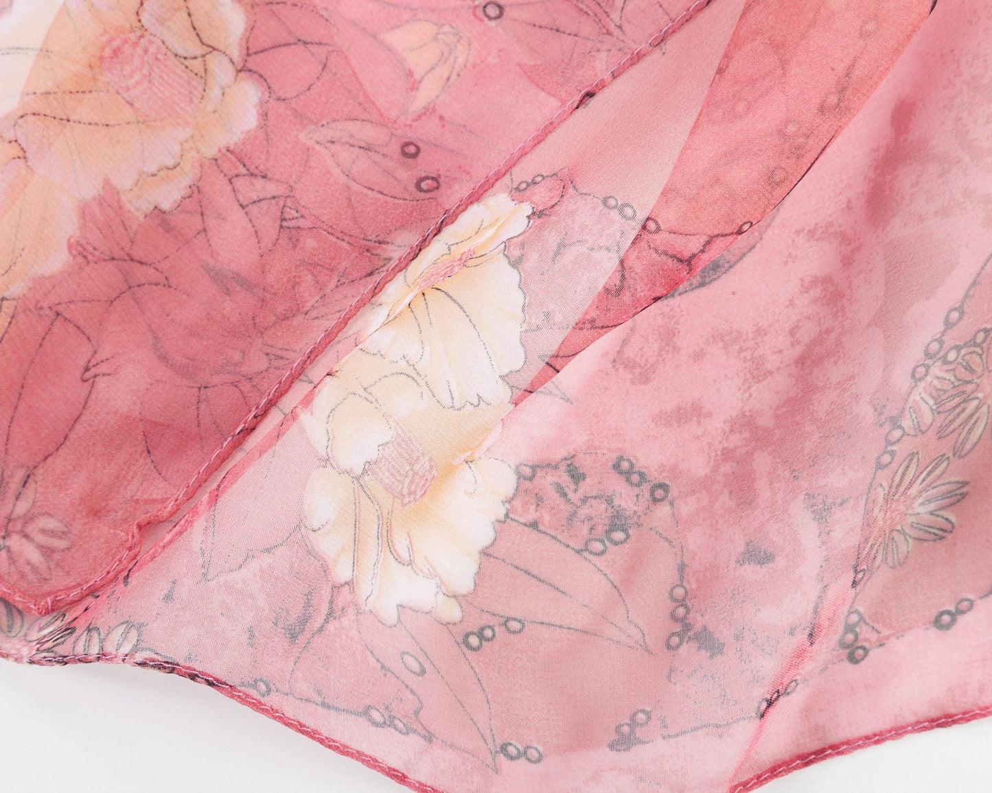 SC-Chiffon Bird Blossom Peach | Chiffon Scarf - www.signareusa.com