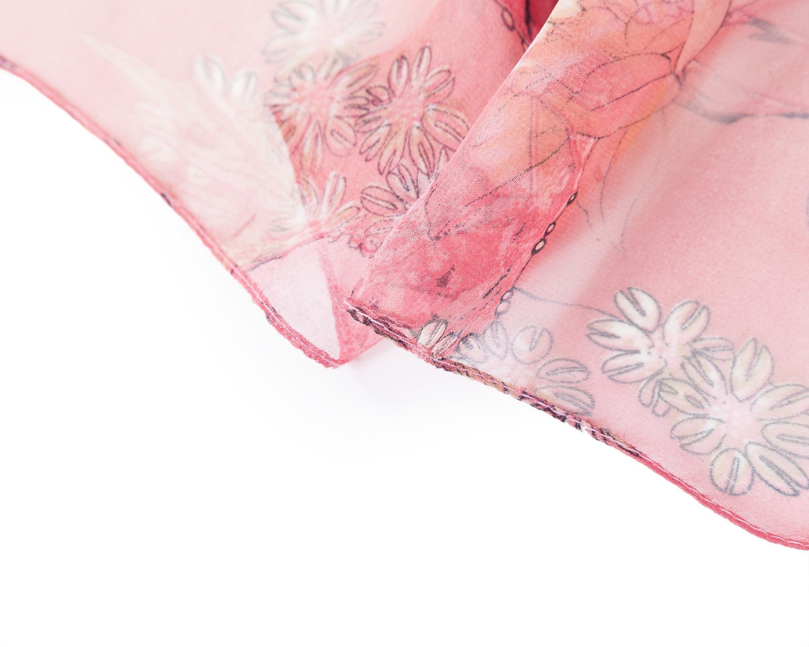 SC-Chiffon Bird Blossom Peach | Chiffon Scarf - www.signareusa.com