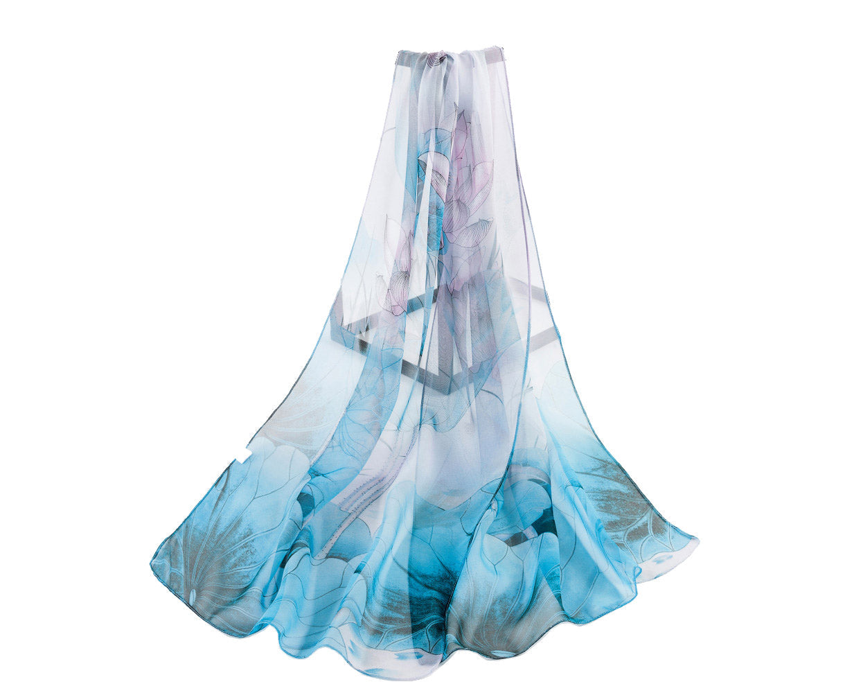 SC-Chiffon Lotus Light Blue | Chiffon Scarf - www.signareusa.com