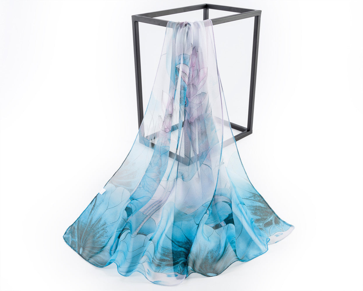 SC-Chiffon Lotus Light Blue | Chiffon Scarf - www.signareusa.com