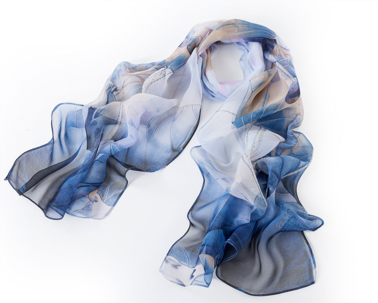 SC-Chiffon Lotus Navy | Chiffon Scarf - www.signareusa.com