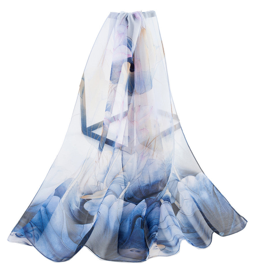 SC-Chiffon Lotus Navy | Chiffon Scarf - www.signareusa.com