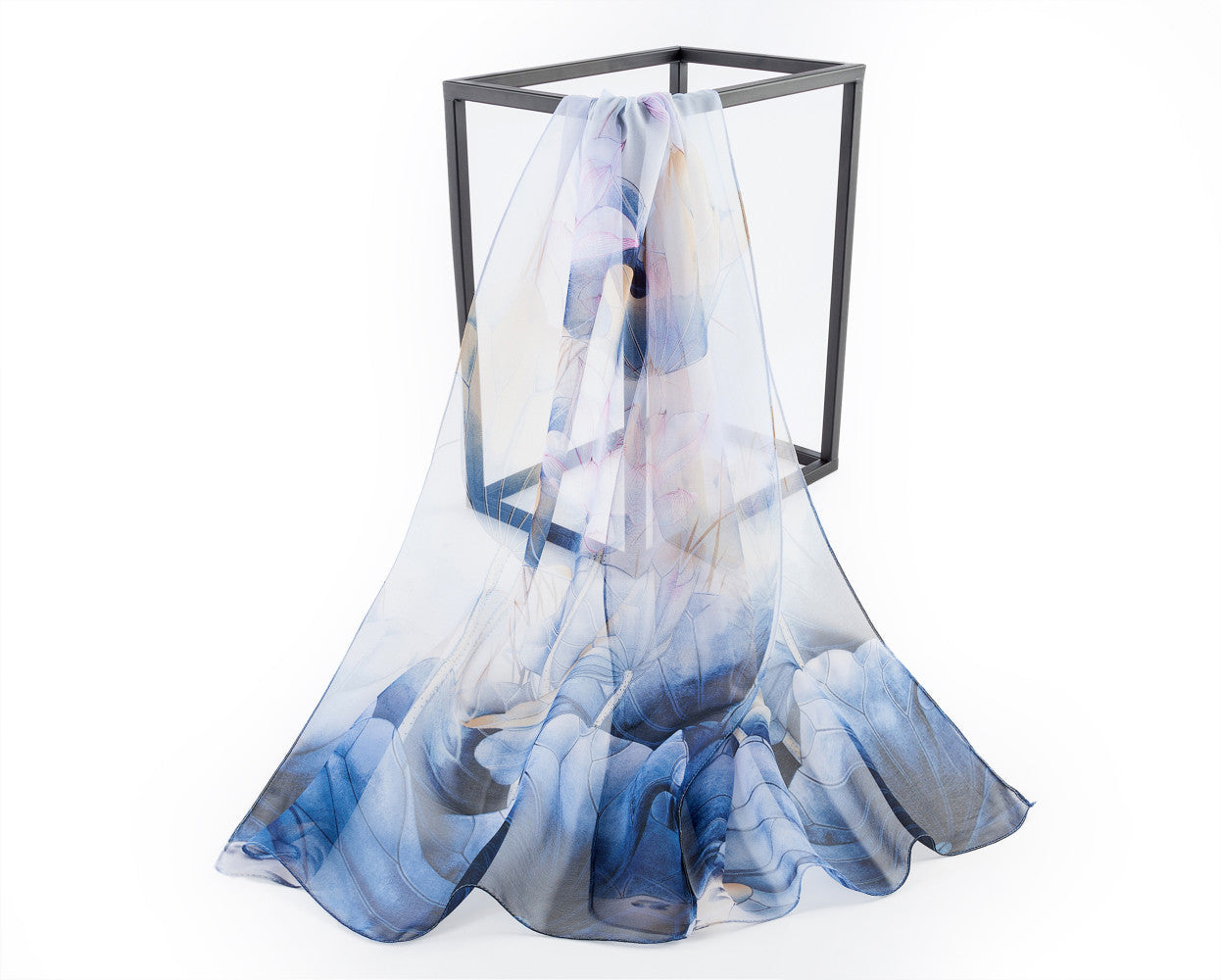 SC-Chiffon Lotus Navy | Chiffon Scarf - www.signareusa.com