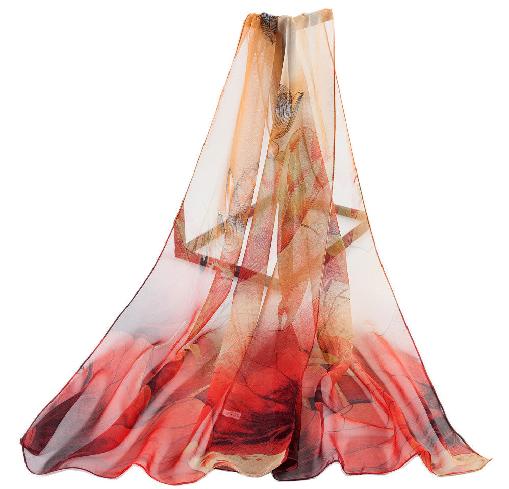 SC-Chiffon Lotus Red | Chiffon Scarf - www.signareusa.com