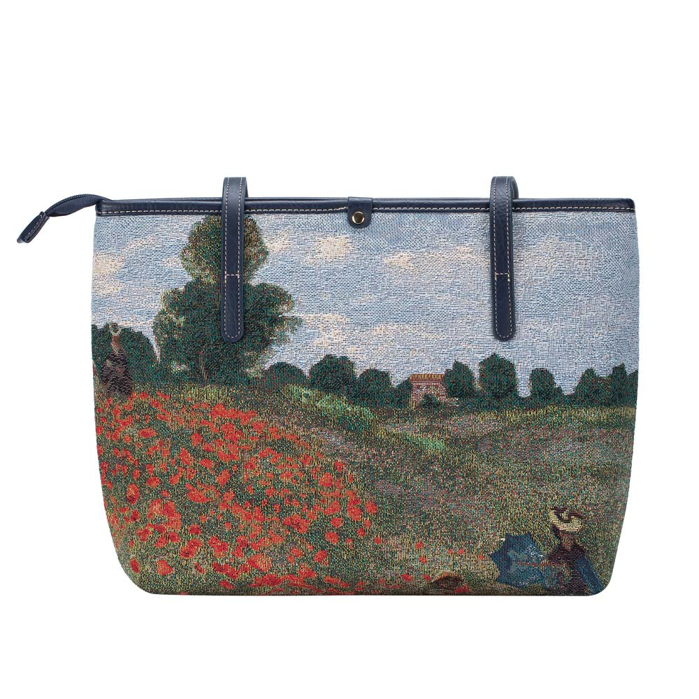 COLL-ART-CM-POPFL | Claude Monet Poppy Field College/Shoulder Tote Bag - www.signareusa.com