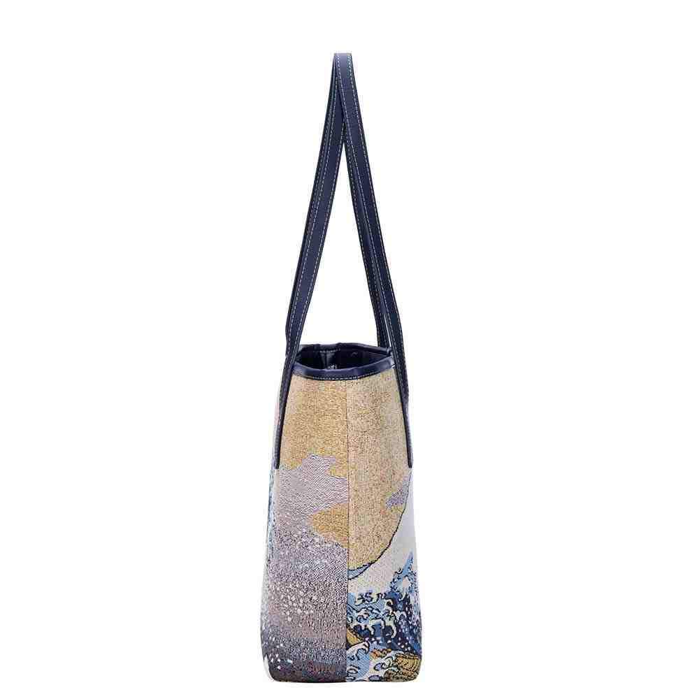 COLL-ART-JP-WAVE | Hokusai Great Wave off Kanagawa College/Shoulder Tote Bag - www.signareusa.com