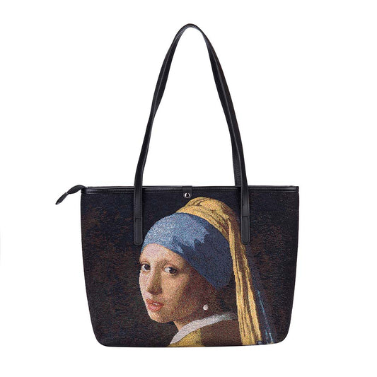 COLL-ART-JV-GIRL | Vermeer Girl with a Pearl Earring College/Shoulder Tote Bag - www.signareusa.com