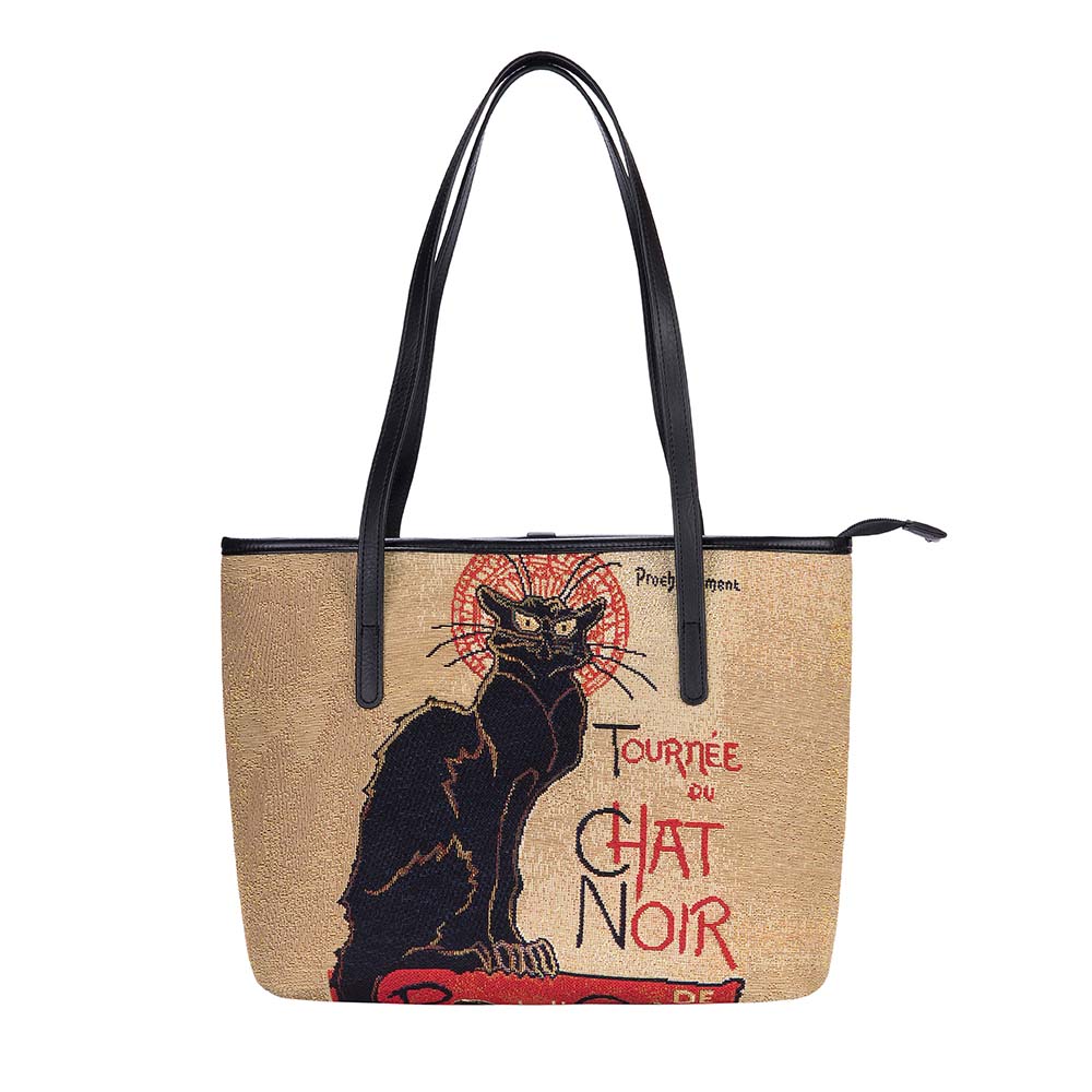 COLL-ART-TS-CHAT | STEINLEN - TOURNÉE DU CHAT NOIR College/Shoulder Tote Bag - www.signareusa.com