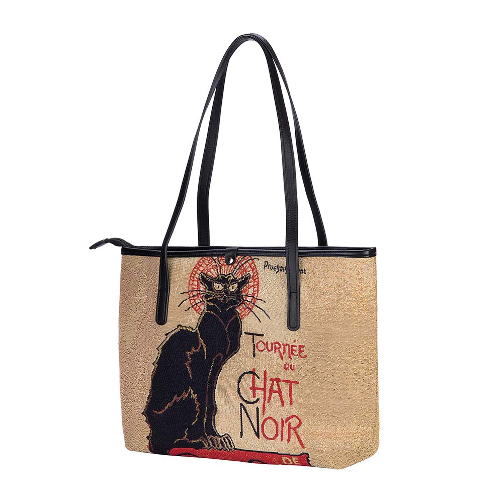 COLL-ART-TS-CHAT | STEINLEN - TOURNÉE DU CHAT NOIR College/Shoulder Tote Bag - www.signareusa.com