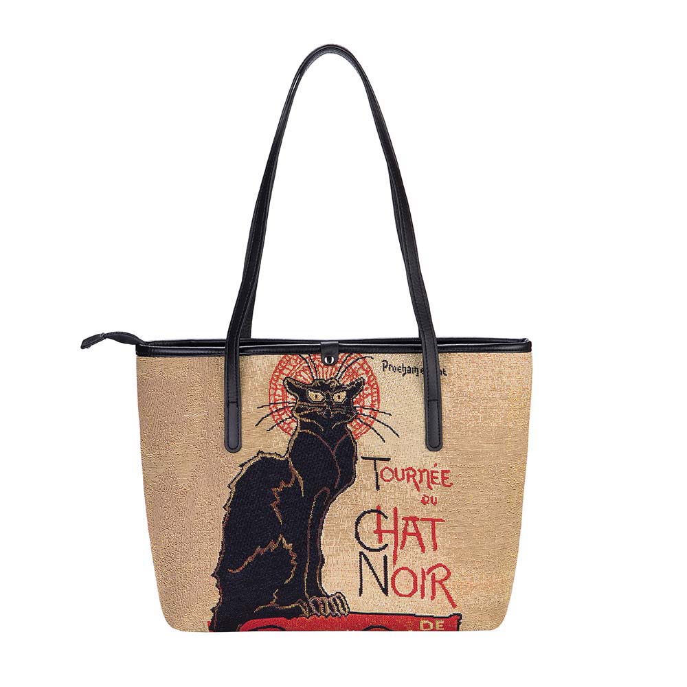 COLL-ART-TS-CHAT | STEINLEN - TOURNÉE DU CHAT NOIR College/Shoulder Tote Bag - www.signareusa.com