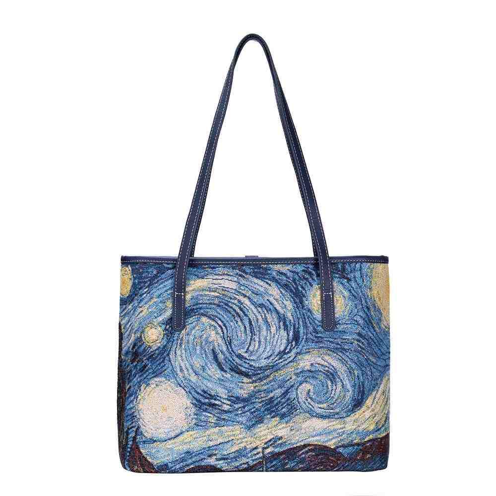 COLL-ART-VG-STAR | Van Gogh Starry Night College/Shoulder Tote Bag - www.signareusa.com