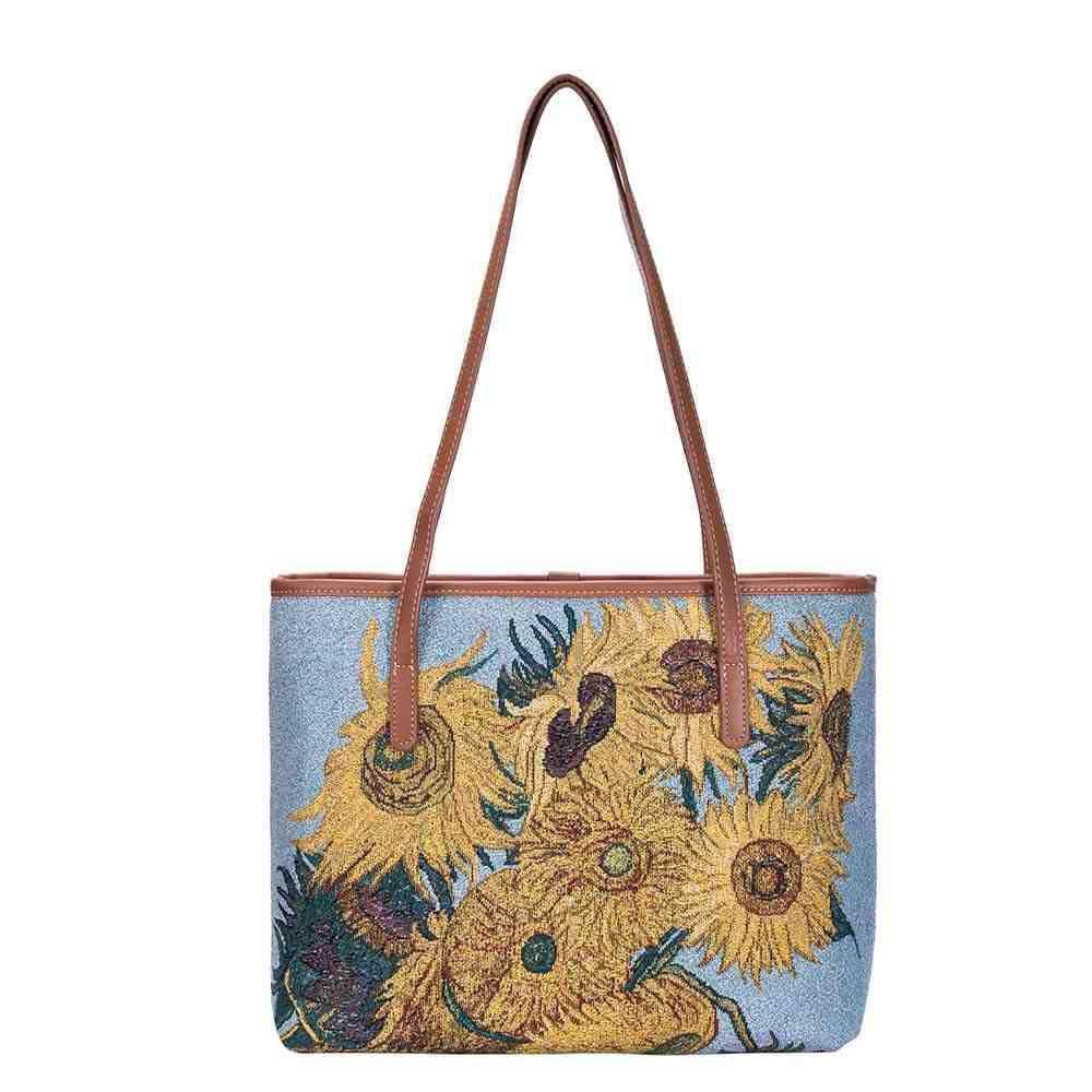 COLL-ART-VG-SUNF | Van Gogh Sunflowers College/Shoulder Tote Bag - www.signareusa.com