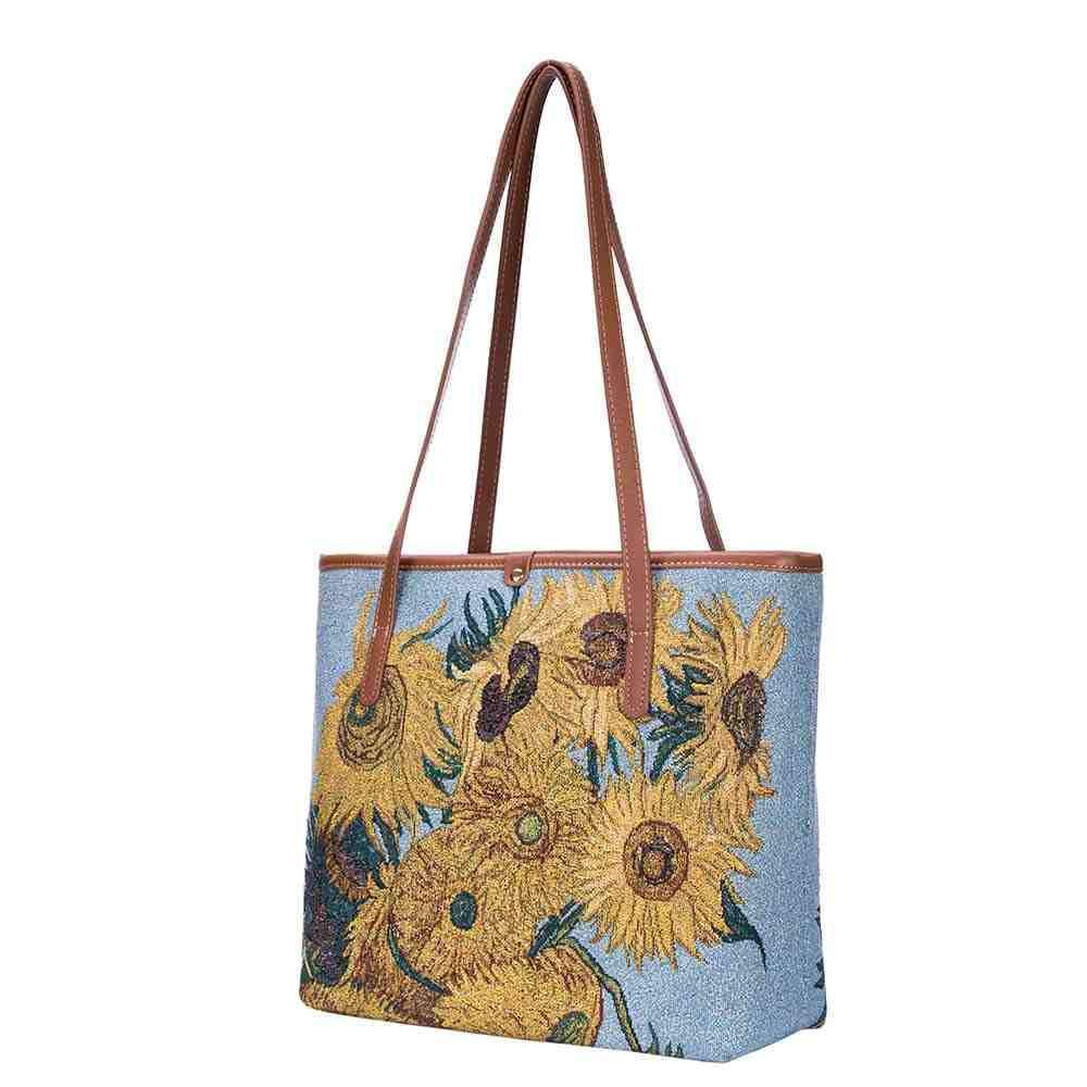 COLL-ART-VG-SUNF | Van Gogh Sunflowers College/Shoulder Tote Bag - www.signareusa.com