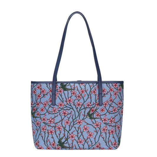 COLL-BLOS | Almond Blossom And Swallow College/Shoulder Tote Bag - www.signareusa.com