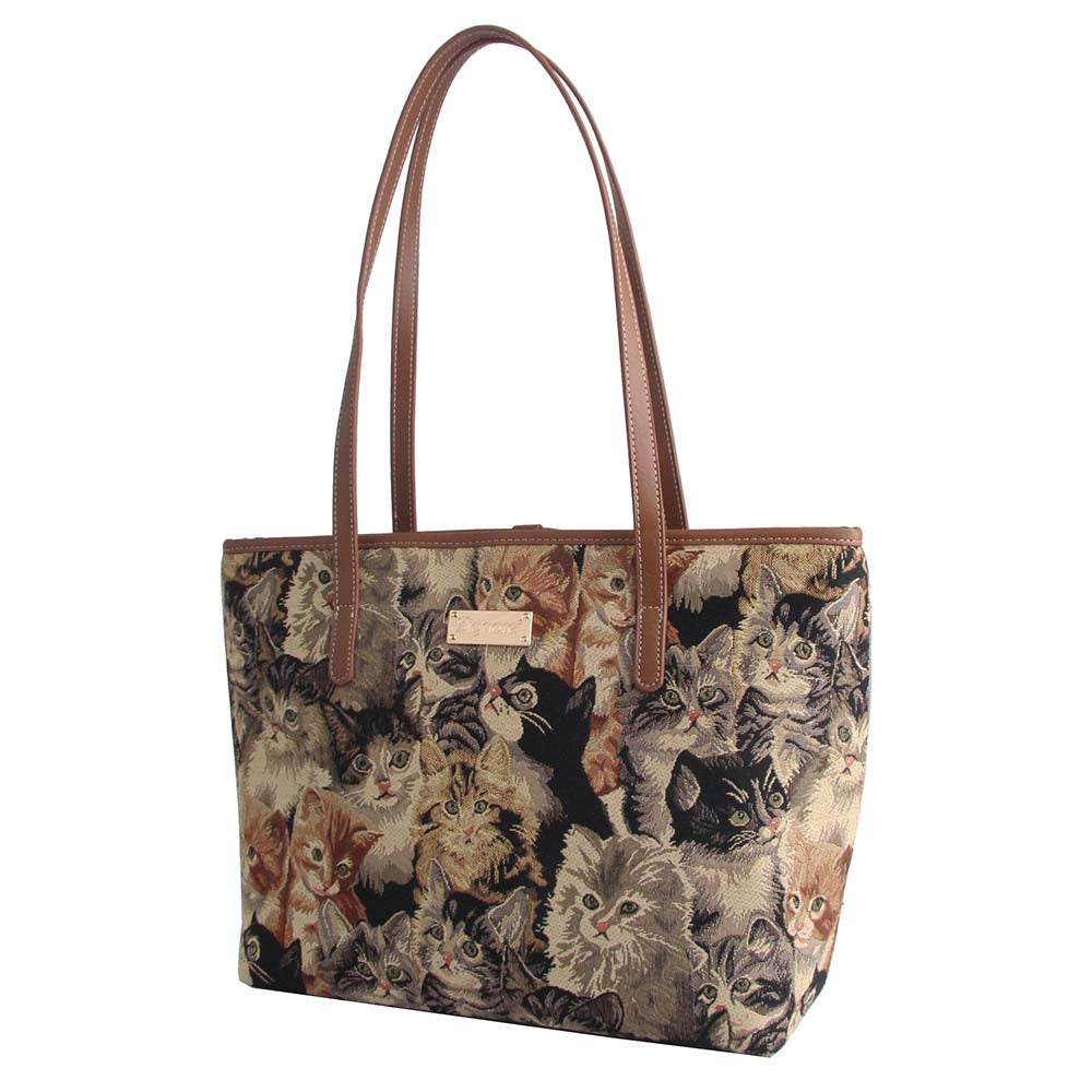 Cat Brown Shoulder Tote Bag