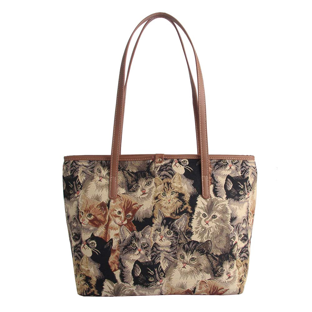 Cat Brown Shoulder Tote Bag