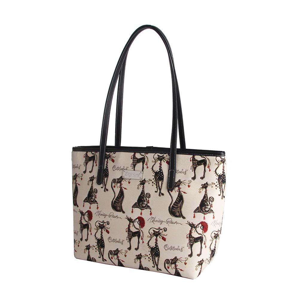 COLL-CUDE | Marilyn Robertson Catitudes College/Shoulder Tote Bag - www.signareusa.com