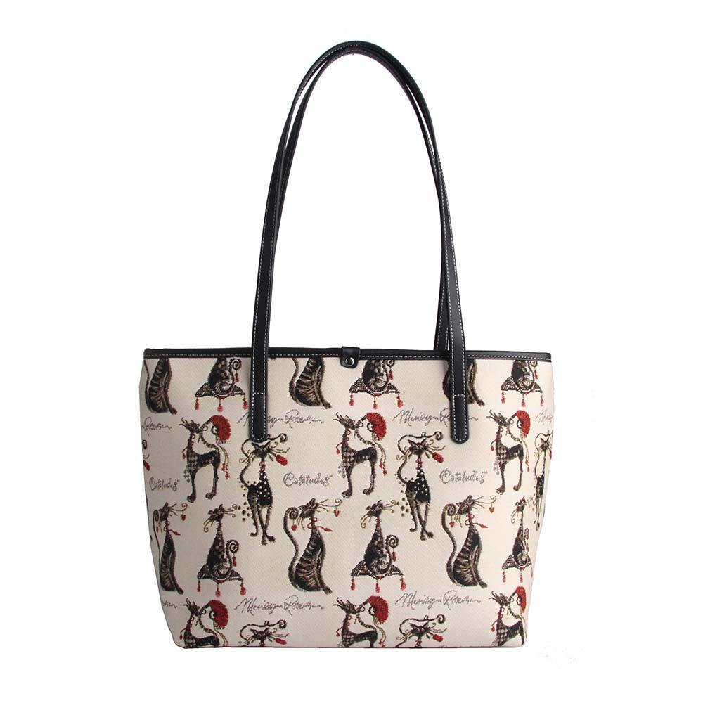 COLL-CUDE | Marilyn Robertson Catitudes College/Shoulder Tote Bag - www.signareusa.com