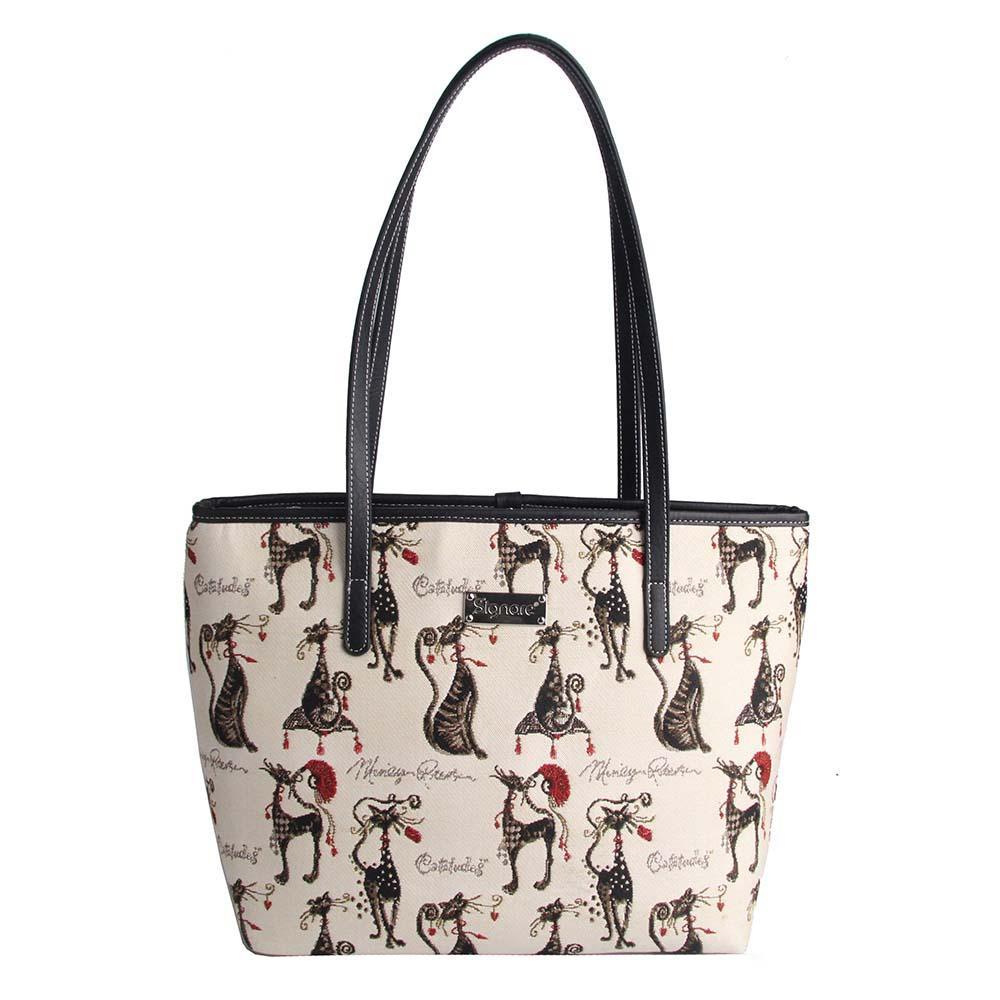 COLL-CUDE | Marilyn Robertson Catitudes College/Shoulder Tote Bag - www.signareusa.com