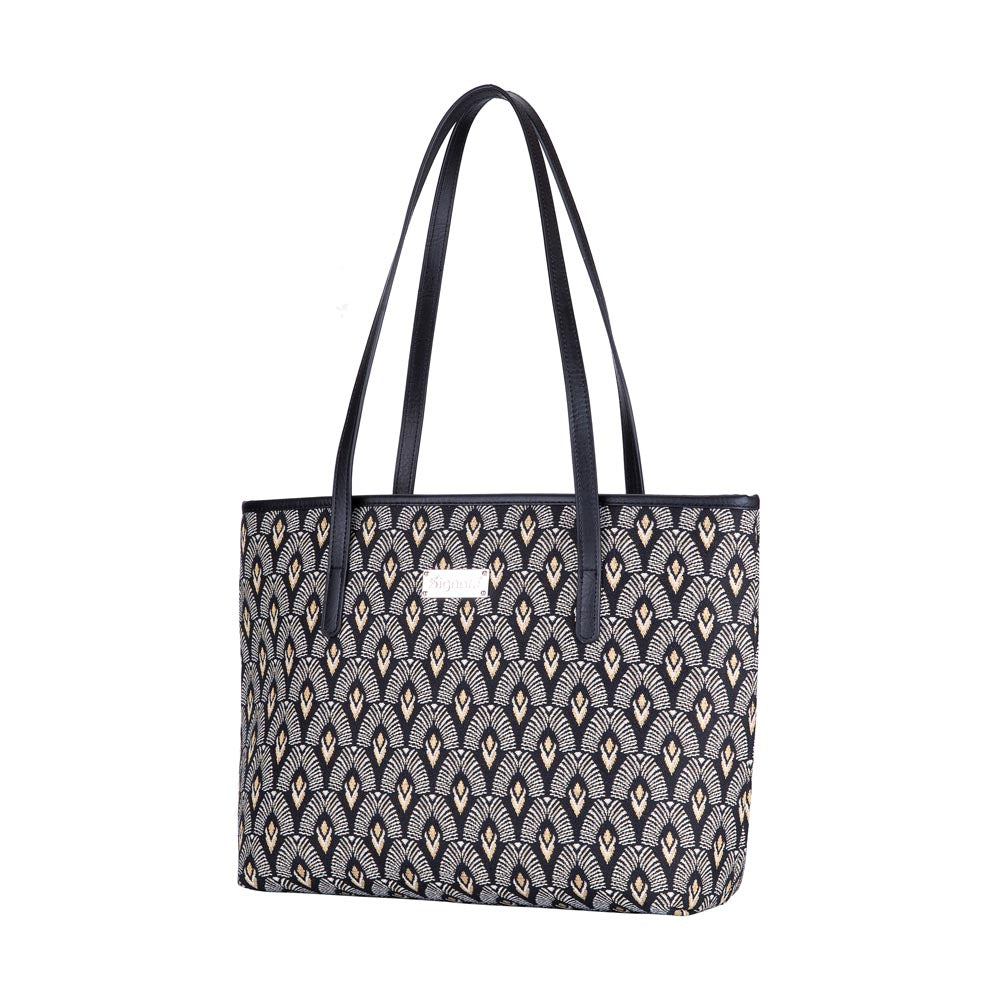 COLL-LUXOR | Black and White Luxor College/Shoulder Tote Bag - www.signareusa.com