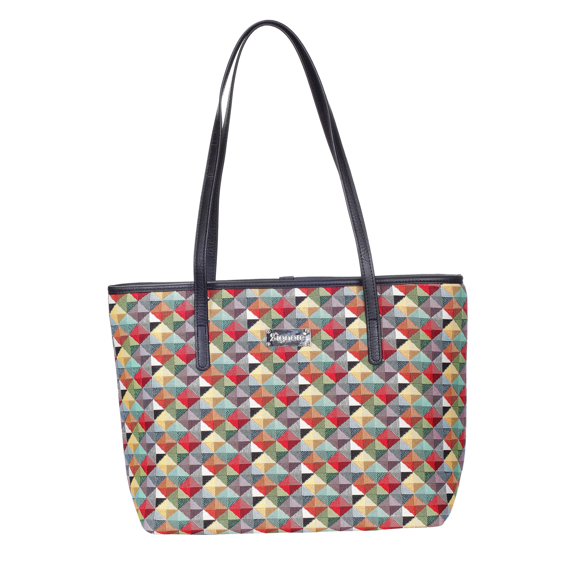 COLL-MTRI | Multicolor Triangle College/Shoulder Tote Bag - www.signareusa.com