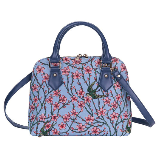 CONV-BLOS | Almond Blossom And Swallow Convertible Top Handle Purse Handbag - www.signareusa.com