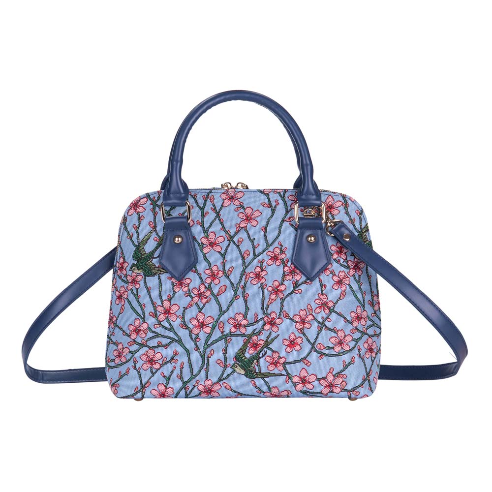 CONV-BLOS | Almond Blossom And Swallow Convertible Top Handle Purse Handbag - www.signareusa.com